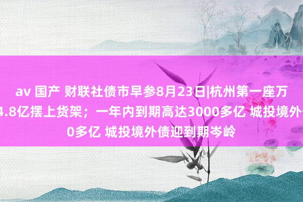 av 国产 财联社债市早参8月23日|杭州第一座万达被王健林14.8亿摆上货架；一年内到期高达3000多亿 城投境外债迎到期岑岭