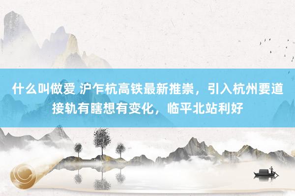 什么叫做爱 沪乍杭高铁最新推崇，引入杭州要道接轨有瞎想有变化，临平北站利好